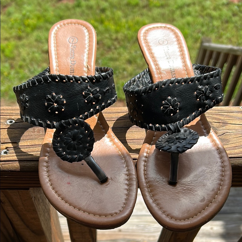 Black Leather Women's Sandals